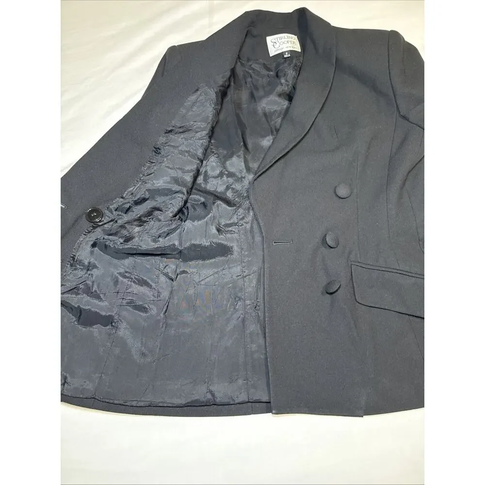 VTG Stirling Cooper Womens Black Blazer Double Breasted Jacket Chic Size 8 EUC - Picture 8 of 13